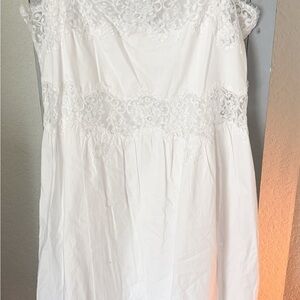 J. Crew Philomena White Cotton Dress with Lace Yoke